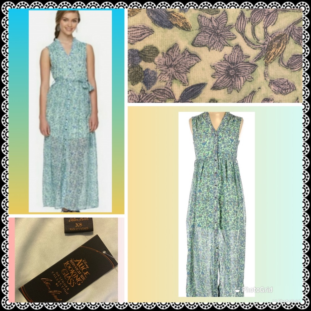 🎉Disney Colleen Atwood NEW Maxi Dress Womens XS Alice Through Looking Glass